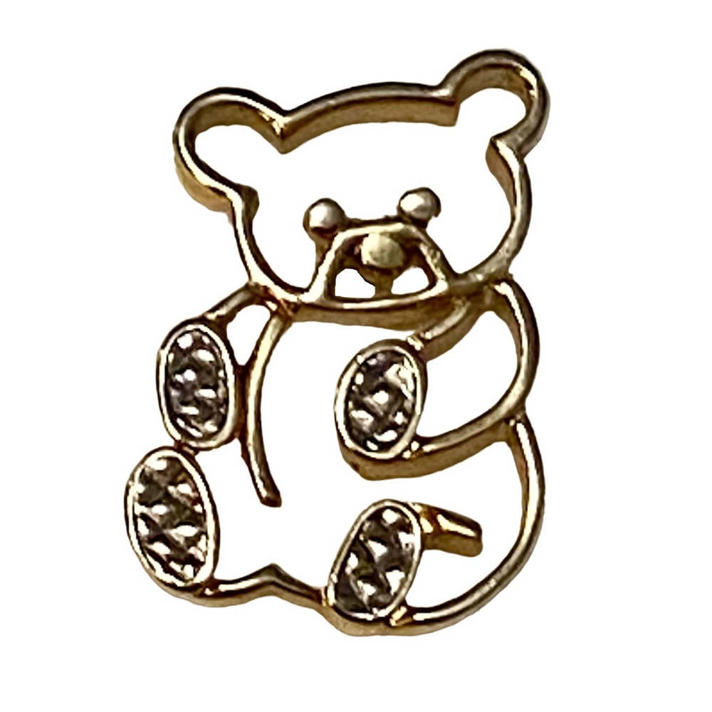 AVON Vintage Teddy Bear Brooch Pin Gold